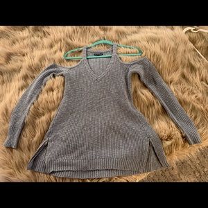 Sweater with cut out shoulder